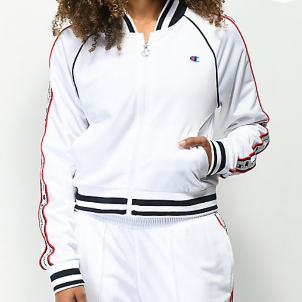 White Champion Track Jacket